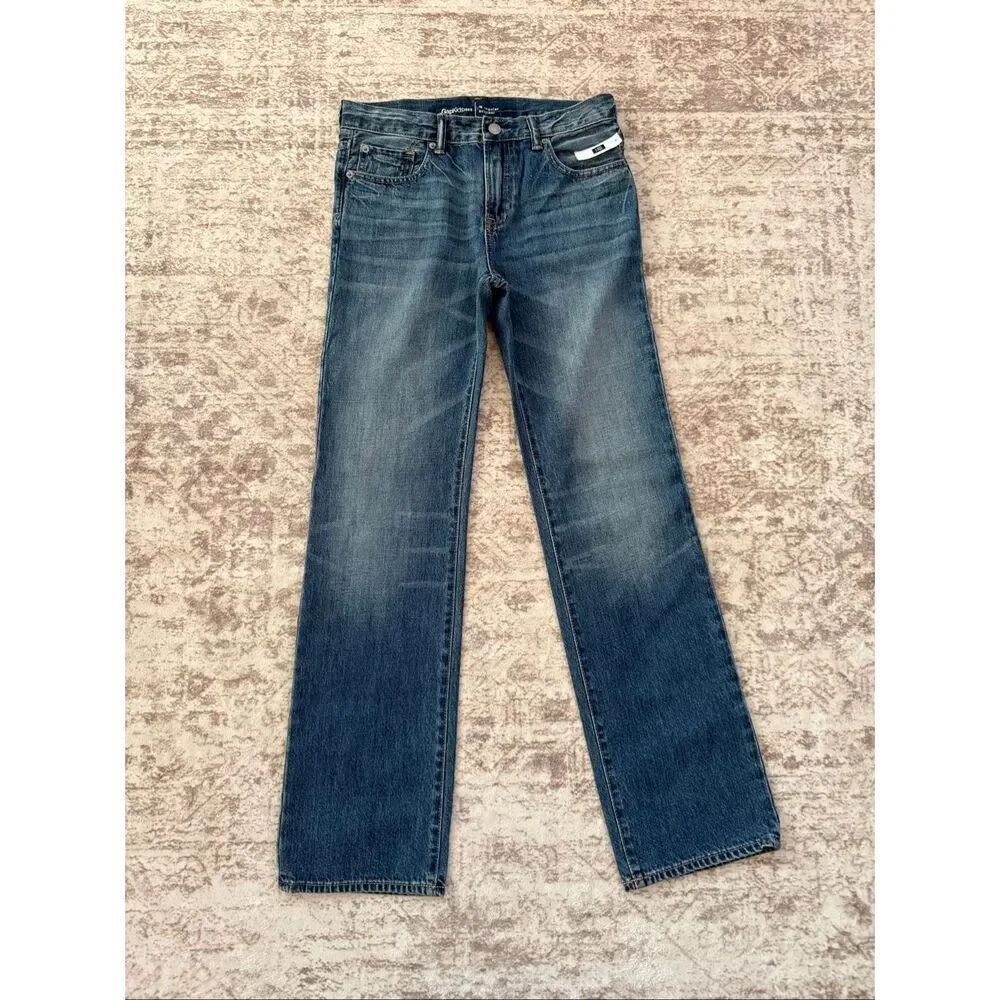 NWT Gap 1969 Kids Cotton Denim Slim Straight Leg Jeans Dark Wash Blue Size 16